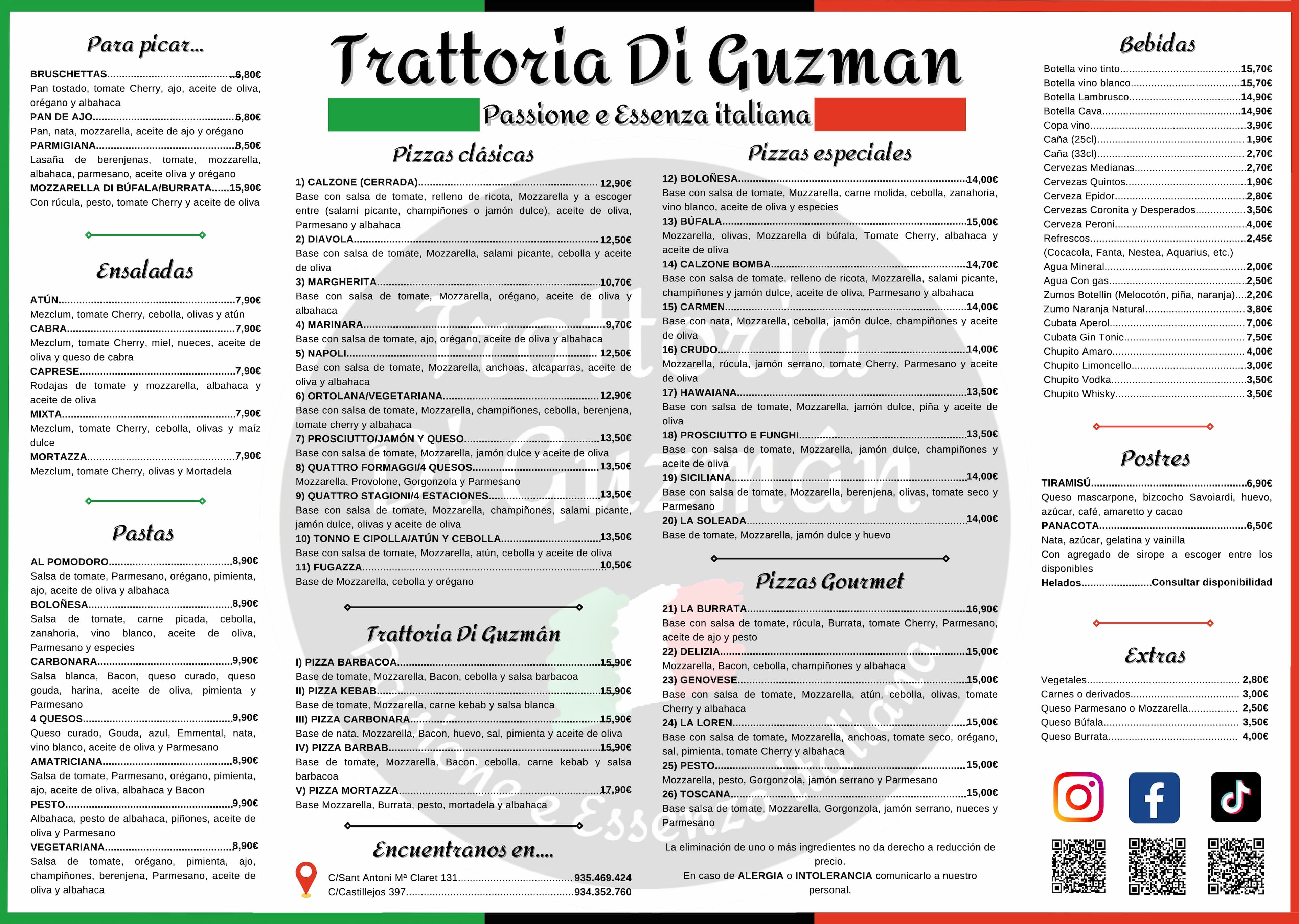 Carta impresa de Trattoria Di Guzman